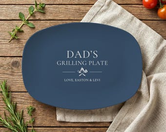 Personalized Grilling Plate, Fathers Day Gift from Kids, BBQ Grill Gifts, Custom Grilling Tray, Daddy's Grilling Plate