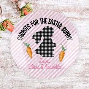 Easter Plate, Custom Name Plate, Carrots for the Easter Bunny, Personalized Bunny Plate, Kids Easter Gift