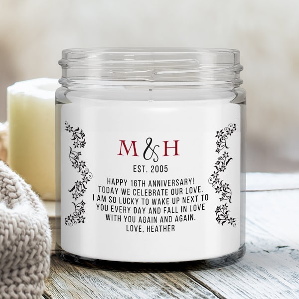 16th Wedding Anniversary Candle Gift Etsy