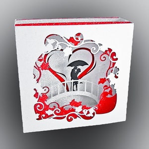 Lovers on the Bridge box card template