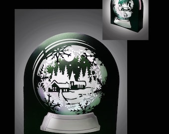 Snow Globe Frosty Village Scene Box template