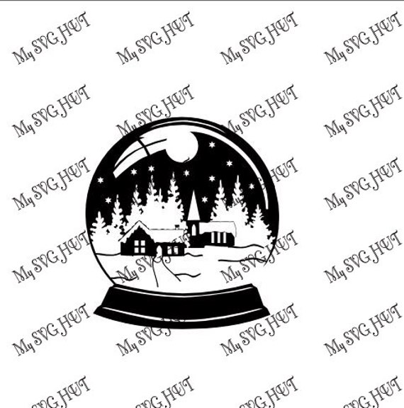 Baby's first christmas glass snow globe by pink pineapple home & gifts Snowy Scene Snowglobe Silhouette template | Etsy