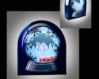 Snow Globe card Winter wonderland Train Scene template