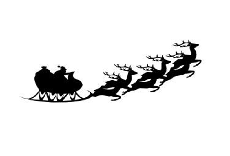 Santa Sleigh and Reindeer Silhouette SVG Etsy