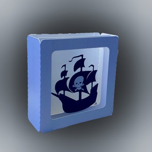 Pirata Ship design 4 pollici modello di carta scatola quadrata