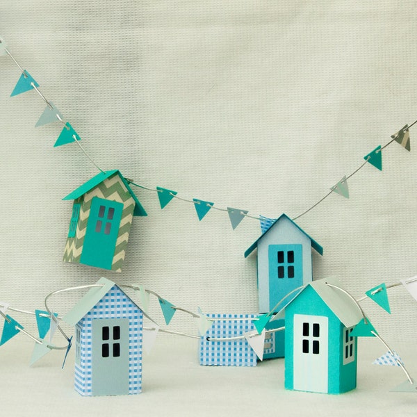 Beach Hut Garland avec Bunting SVG télécharger