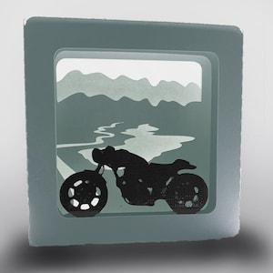 Moto e montagne design 4 pollici modello di carta scatola quadrata