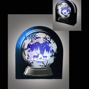 Snow Globe schneereichen Winter Nacht Szene Box Vorlage