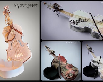 3D SVG PDF Violin gift box DIGITAL download