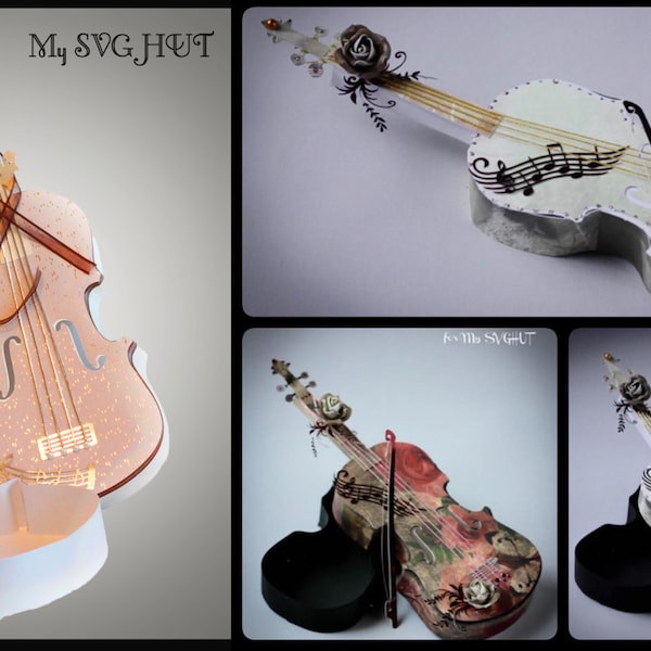 3D SVG PDF Violine-Geschenk-Box DIGITAL download