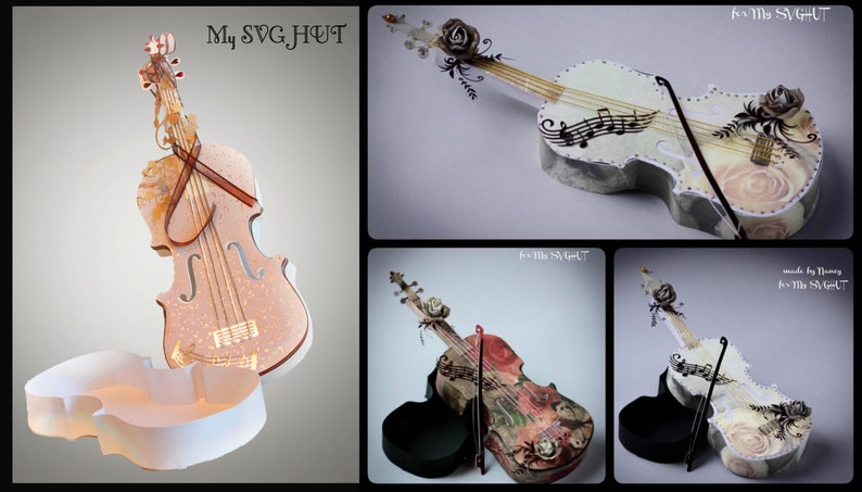 Download 3D Violin and Guitar Gift box set SVG PDF Cricut scan n ...