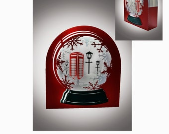 Snow Globe card Red Phone Box template