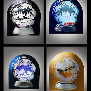Cartes 3D Snow Globe SET de 4 jeux de merveilles d'hiver