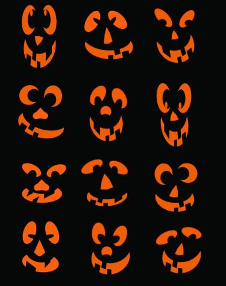 Download SVG Halloween set of 12 different faces Digital download ...