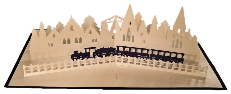 Download 3D SVG PDF Pop up Layered card Christmas train | Etsy