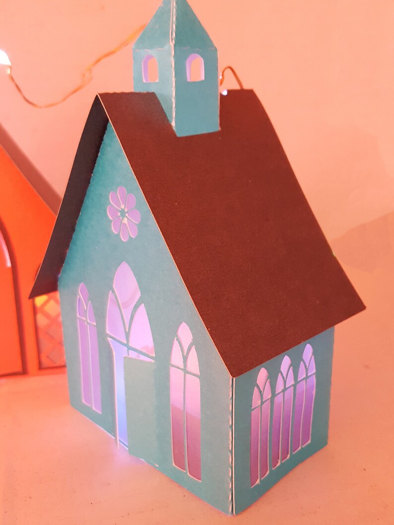 Little Church Lantern Garland Template | Etsy UK