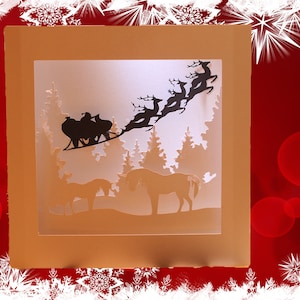 3D SVG PDF Cartão em camadas de Natal com tema Tudo é tranquilo