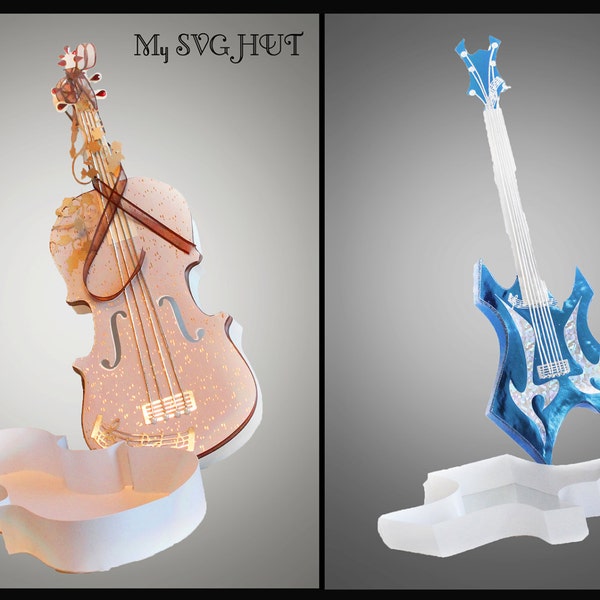 3D Violin and Guitar Gift box set SVG PDF Cricut scan n cut  DIGITAL download