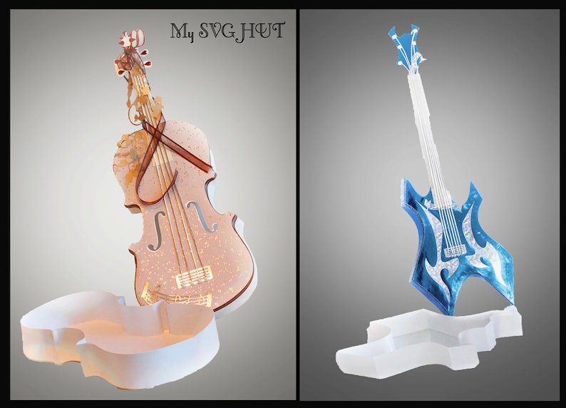 Download 3D Violin and Guitar Gift box set SVG PDF Cricut scan n ...