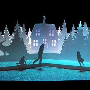 Carte pop-up SVG 3D Scène Woodland Cottage