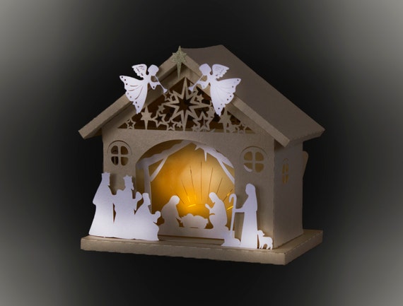 3d nativity barn template etsy