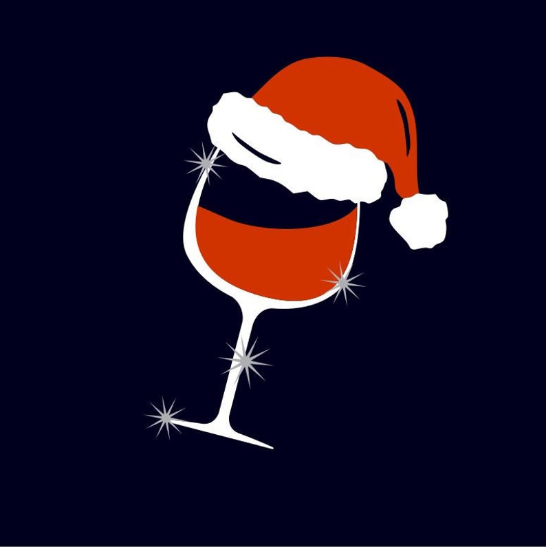 Wine glass with Santa hat vinyl design for T shirts etc DIGITAL download image 1