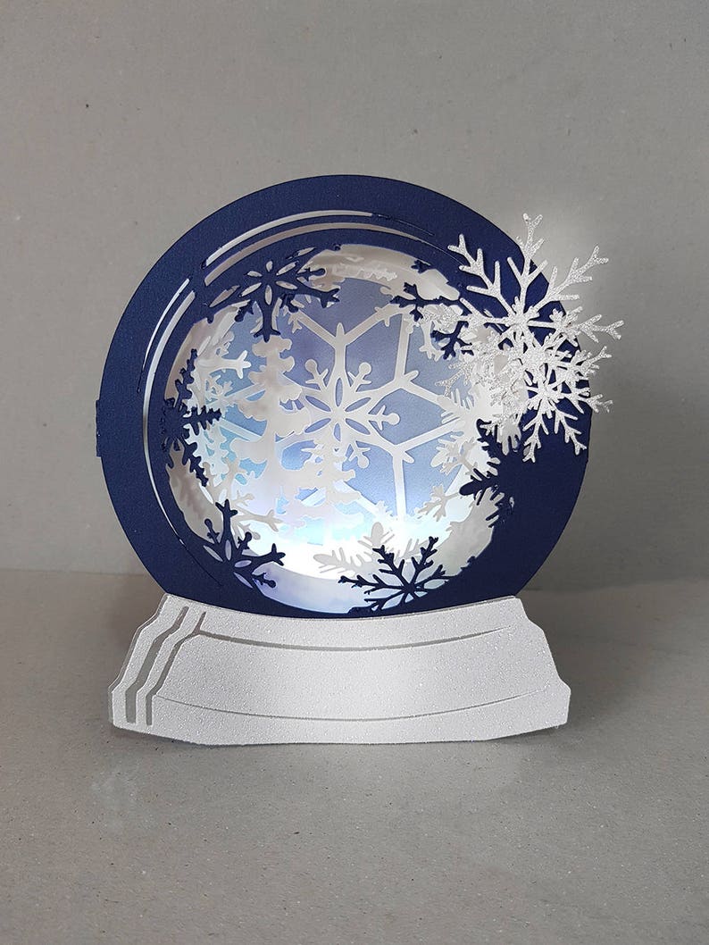 Snow Globe First Snow Box Card Template 