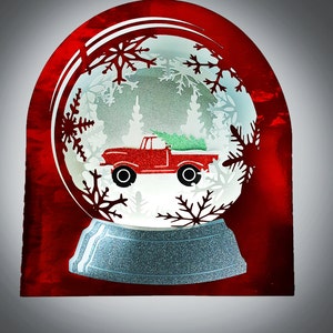 Snow Globe Classic Red Truck template
