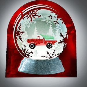 Modello di camion di neve globo classico rosso