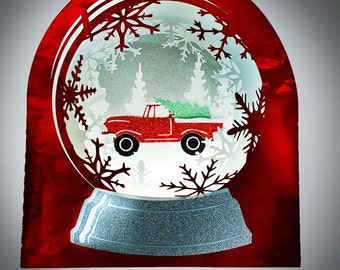 Snow Globe Classic Red Truck template