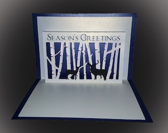 Fold out pop up card Winter Forest Deer