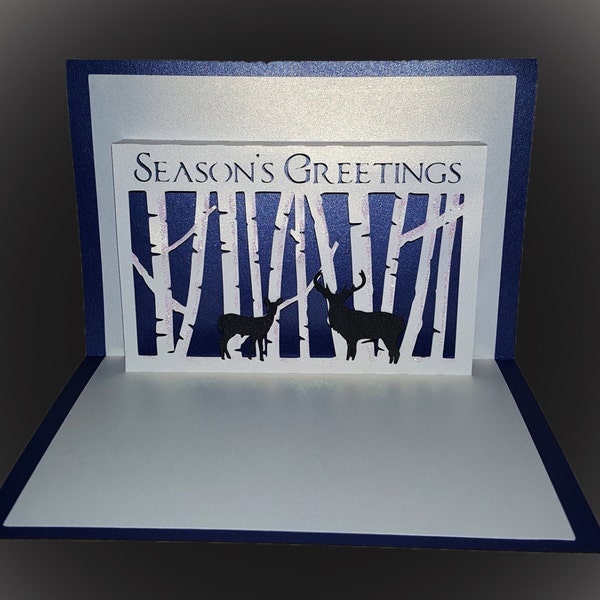 Fold out pop up card Winter Forest Deer