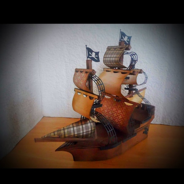 3D SVG Pirate Ship Galleon TÉLÉCHARGEMENT NUMÉRIQUE