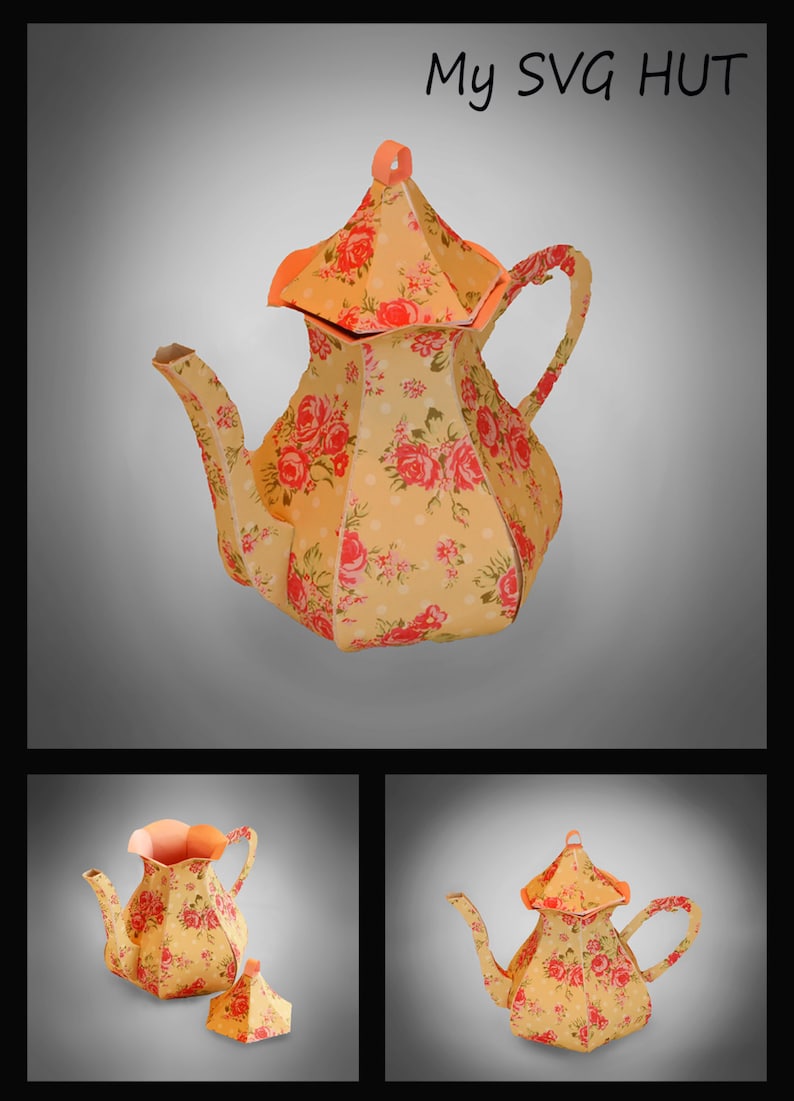 Download 3D SVG Teapot with Cup and Saucer DIGITAL download | Etsy