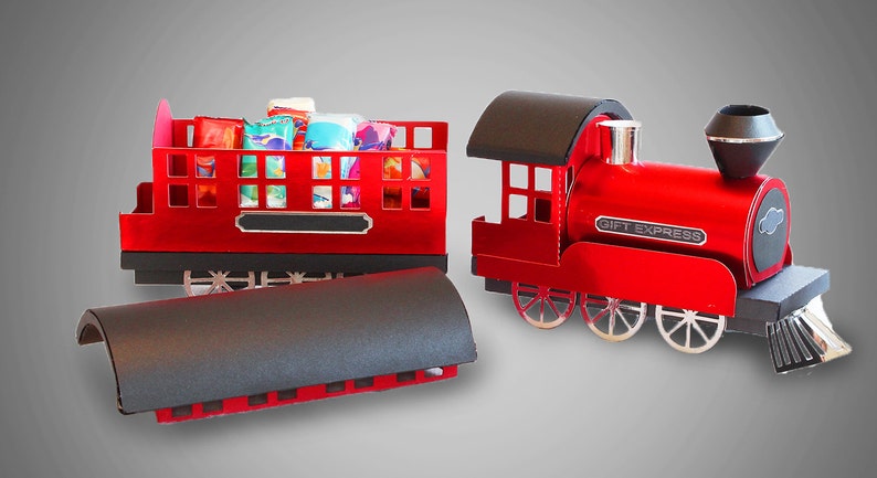 3D SVG Steam Train with Carriage and removable lid DIGITAL download image 3