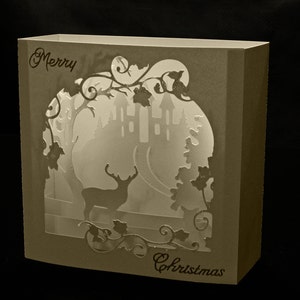 3D  Deer Scene Box card or room decoration DIGITAL download svg pdf cricut studio