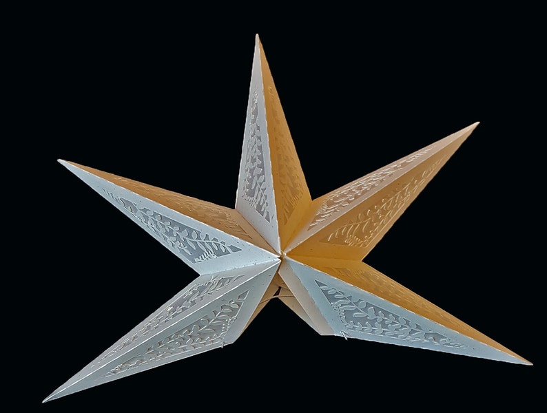 3D Folding Star Lantern with leaf design template