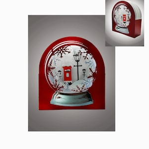 Modello di lettera rosso scatola di carta globo della neve