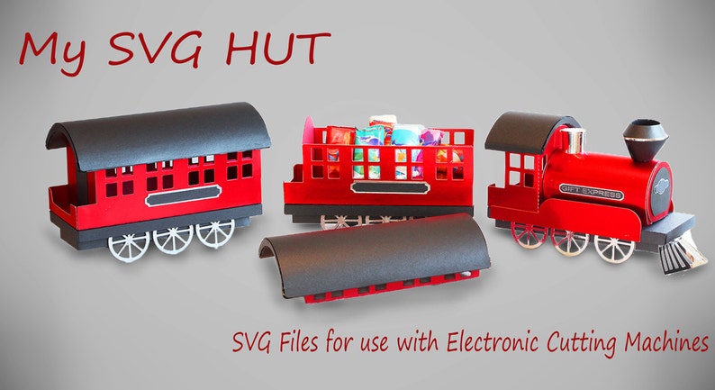 3D SVG Steam Train with Carriage and removable lid DIGITAL download image 1