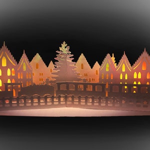 Modèle de carte pop up de scène de train de Noël