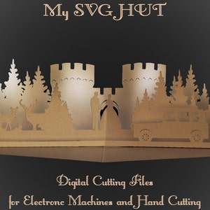 PDF de SVG 3D Pop up carte château mariage digitale