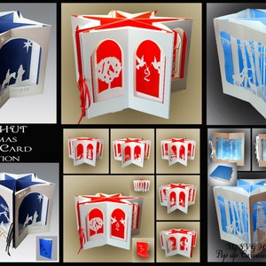 Set di 3 Natale Biglietti Pop-up carosello