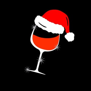 Wine glass with Santa hat vinyl design for T shirts etc DIGITAL download image 2