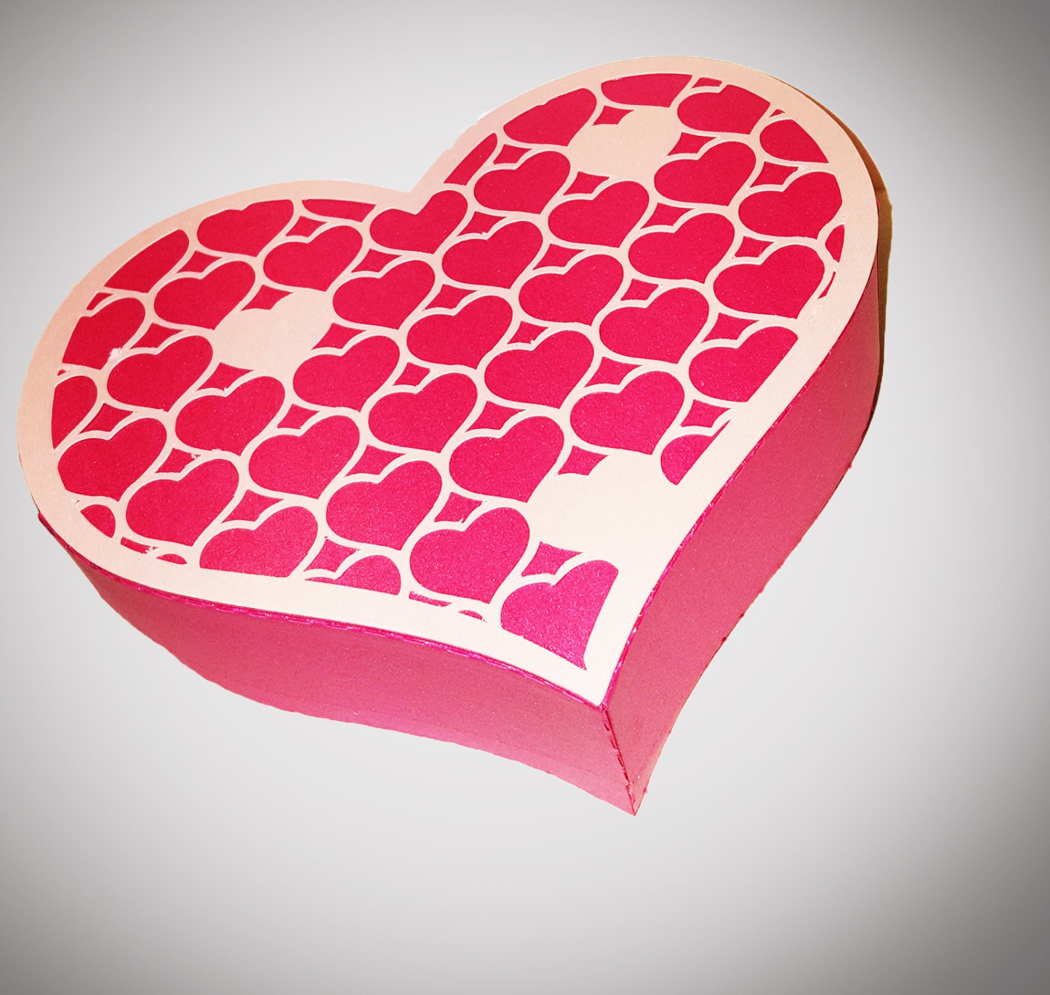 Heart Shaped Gift Box with heart cut out lid template Etsy