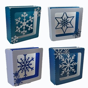 Set di design fiocco di neve di 4 bundle 4 pollici modello di scheda scatola quadrata