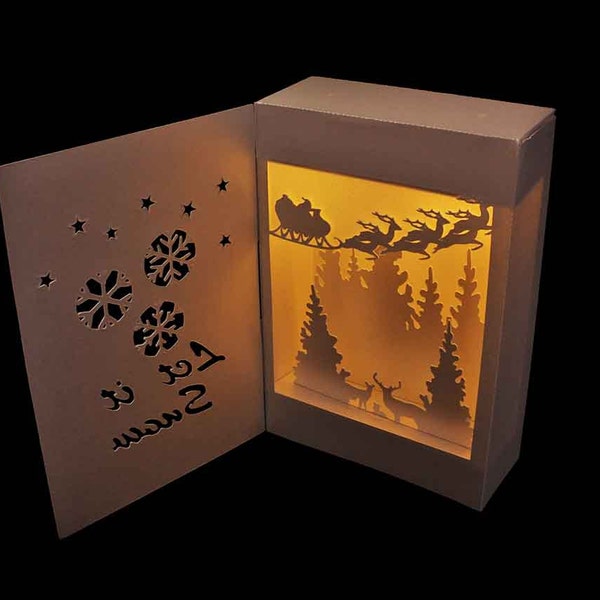 3D SVG Shadow Box Lantern Let it Snow