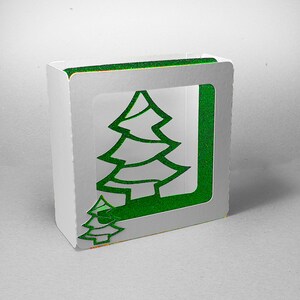 Albero di Natale design 4 pollici modello di biglietto scatola quadrata