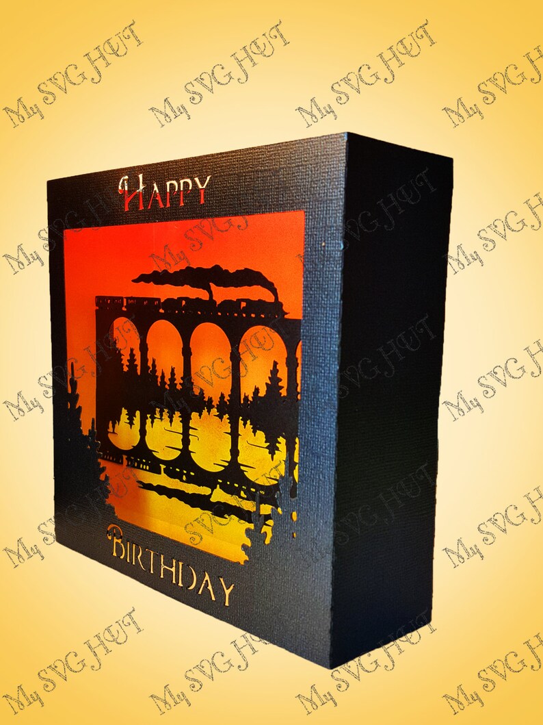 Download Craft Supplies Tools Steam Train Reflection Birthday Greetings Box Card Paper