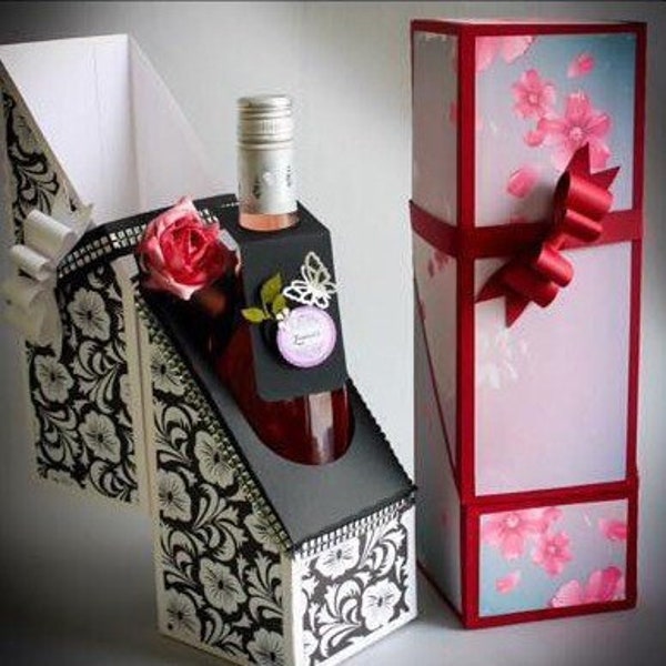 SVG Wine Bottle Gift Box DIGITAAL downloaden