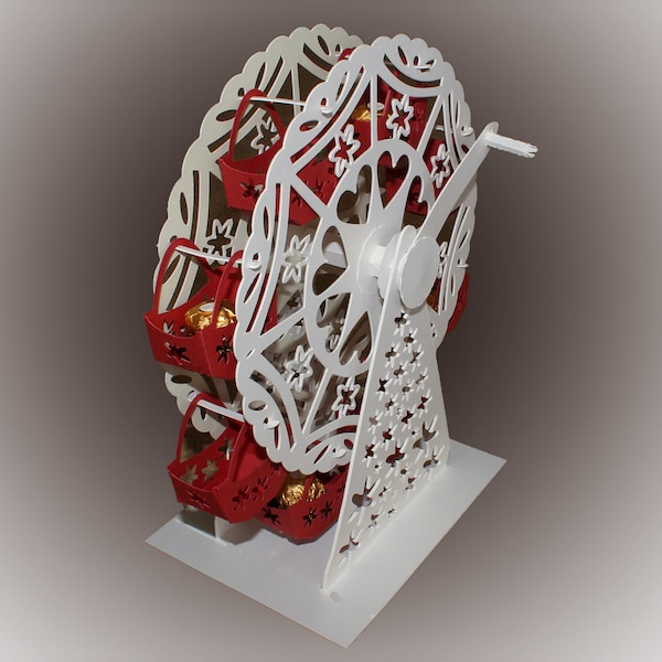 3D SVG Turning Ferris wheel with treat baskets digital template